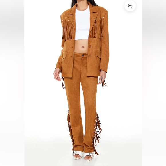 FAUX SUEDE FRINGE AND RHINESTONE WESTERN FLARE PANTS SIZE XS NWT - Picture 10 of 10